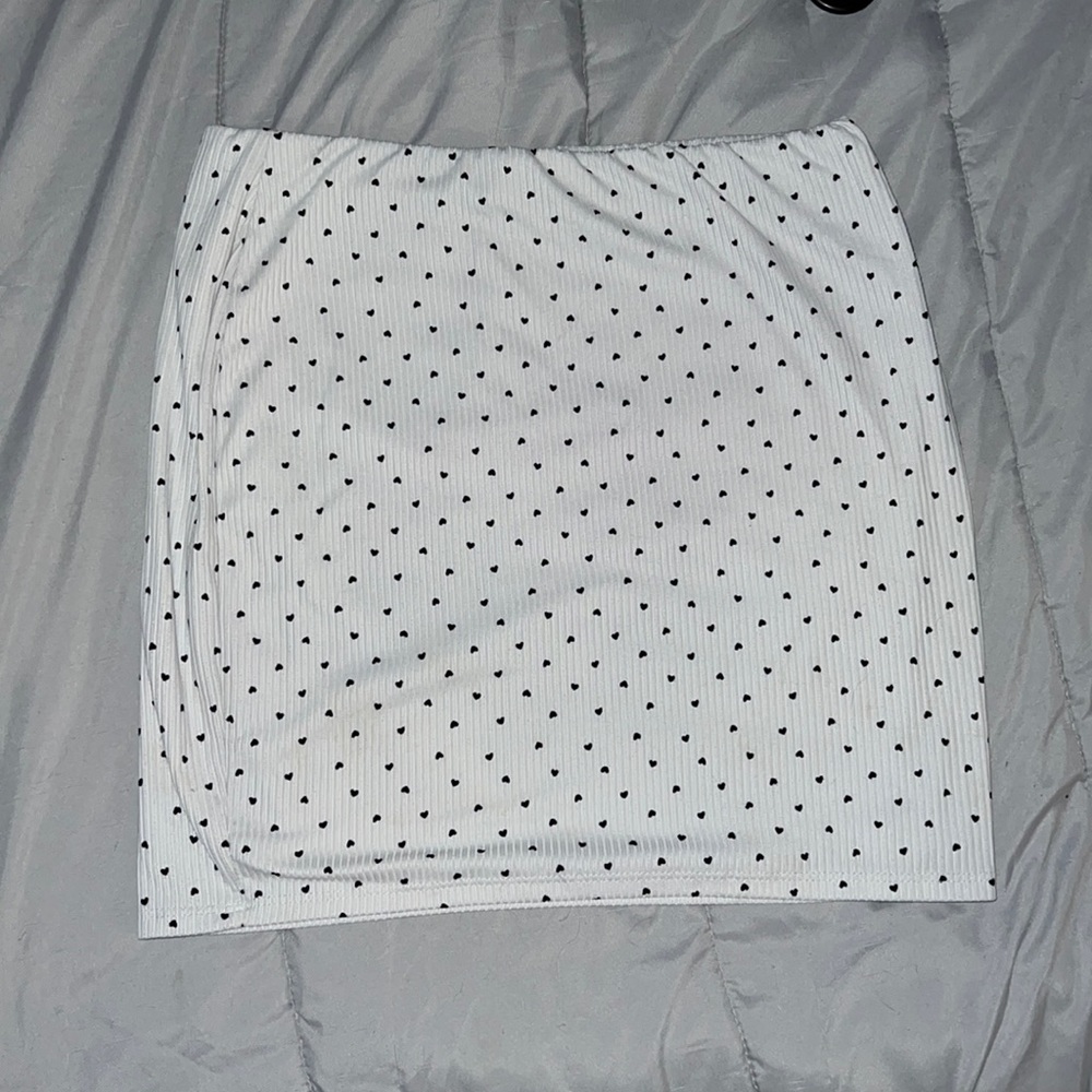 Altar’d State White Heart Mini Skirt Large Elastic Waist